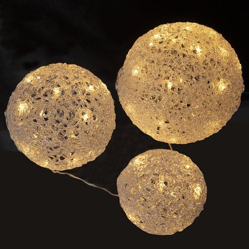 Lot 3 Boules 56 LED Blanc Chaud De Noël