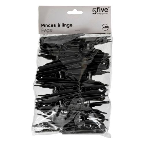 Lot De 48 Pinces à Linge Noir
