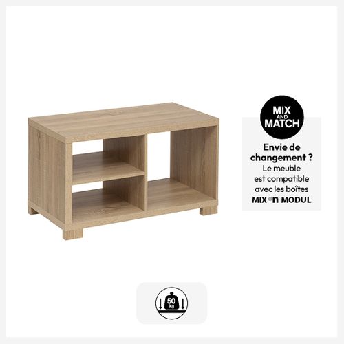 Table Basse Beige Avec Niches 80 X 40 X H 40 Cm