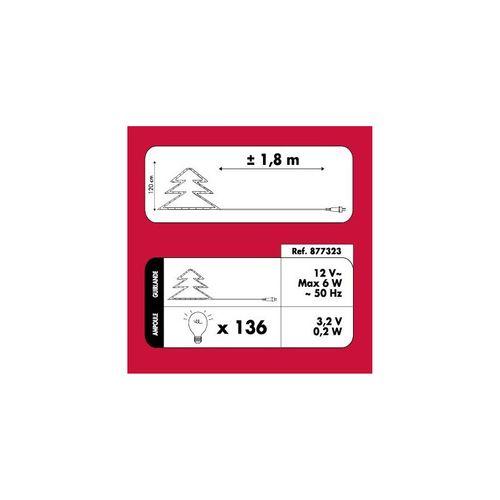 Sapin De Noël Artificiel Vert Lumineux 136 Bouquets Fibre Optique Blanche H 120 Cm