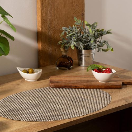 Set De Table Ovale "maoli" 35x48cm Noir et Naturel