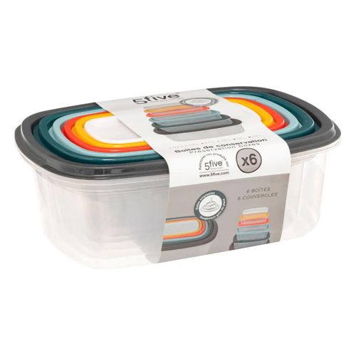 6 Boîtes De Conservation Plastique Colors