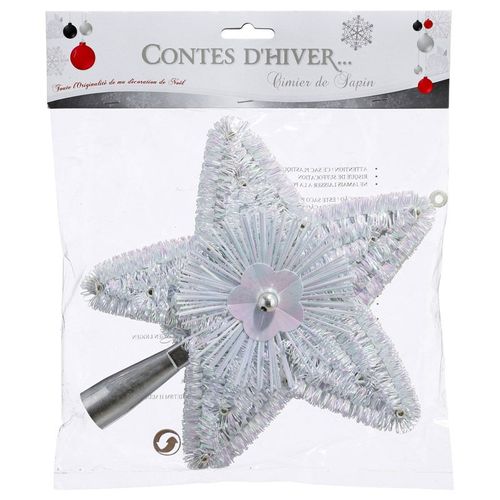 Déco Sapin De Noël Cimier Étoile Blanc Brillant