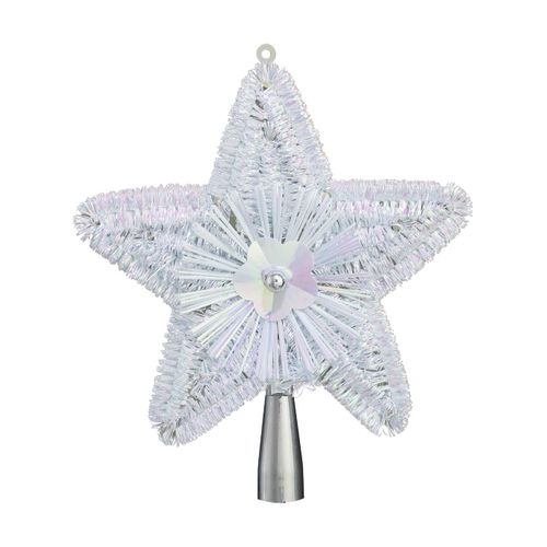 Déco Sapin De Noël Cimier Étoile Blanc Brillant