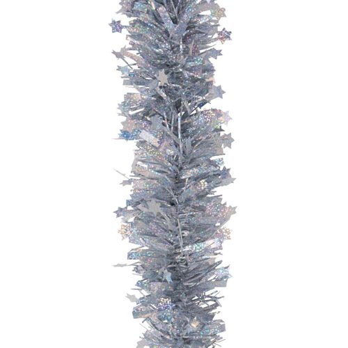 Guirlande De Noël Large 10 Cm Avec Étoiles Laser Argent Longueur 2 Mètres