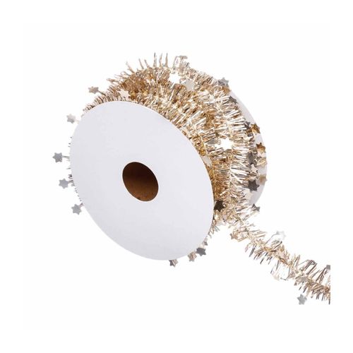 Deco Sapin Guirlande En Rouleau Fines Avec Étoiles 3 M Or