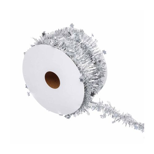 Deco Sapin Guirlande En Rouleau Fines Avec Étoiles 3 M Argent