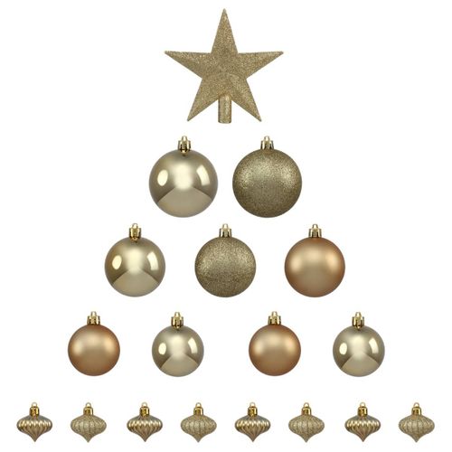 Déco De Sapin De Noël Kit De 18 Pièces Boules Et Cimier - Or