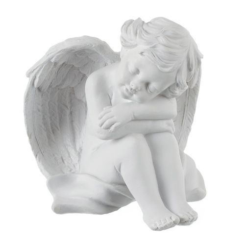 Statuette Ange Assis "dormeur" Blanc