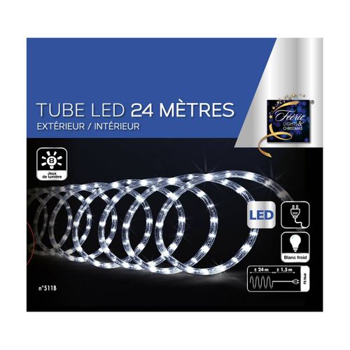 Guirlande Lumineuse Extérieur Tube 24 M 432 LED Blanc Froid 8 Jeux De Lumière