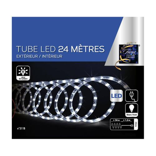Guirlande Lumineuse Extérieur Tube 24 M 432 LED Blanc Froid 8 Jeux De Lumière