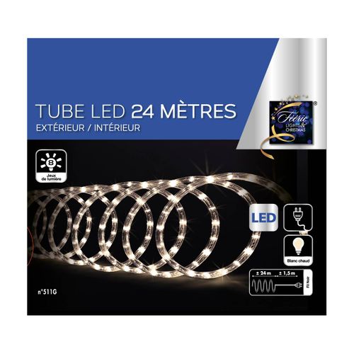 Guirlande Lumineuse Extérieur Tube 24 M 432 LED Blanc Chaud 8 Jeux De Lumière
