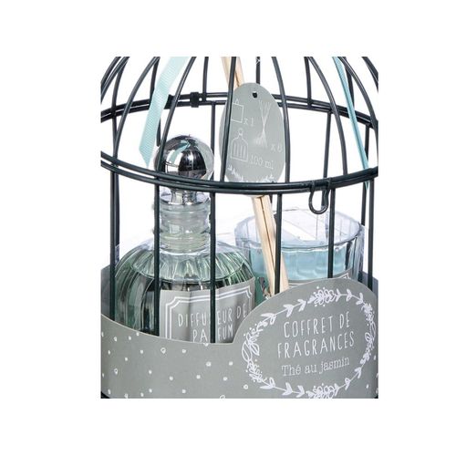 Coffret Senteur Romance Zen Cage En Métal , Diffuseur De Parfum Et Bougie Parfumée