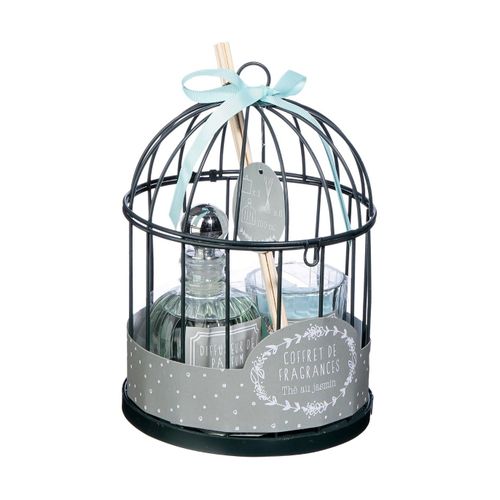 Coffret Senteur Romance Zen Cage En Métal , Diffuseur De Parfum Et Bougie Parfumée