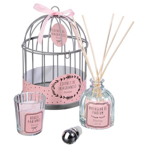 Coffret Senteur Romance Zen Cage En Métal , Diffuseur De Parfum Et Bougie Parfumée