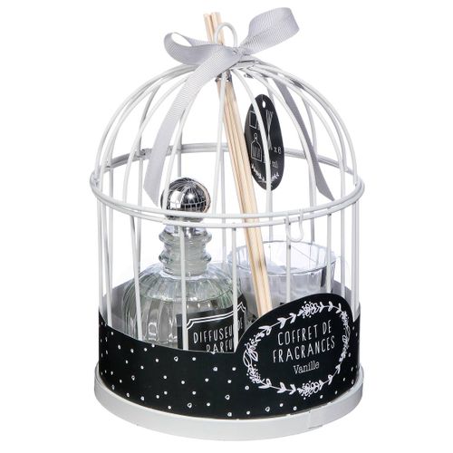 Coffret Senteur Romance Zen Cage En Métal , Diffuseur De Parfum Et Bougie Parfumée
