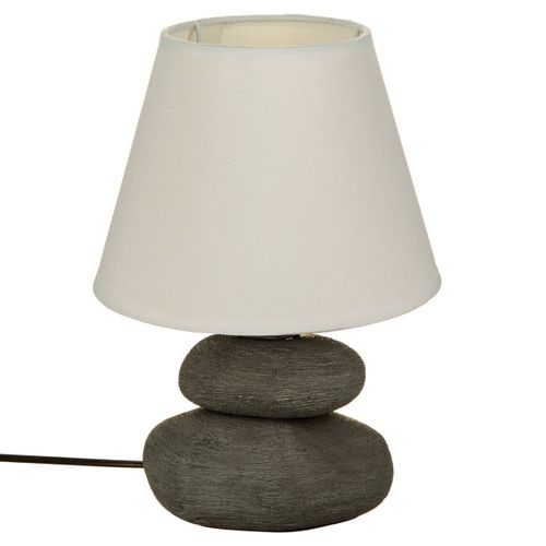 Lampe à Poser En Céramique Striée Forme Galet H 30 Cm