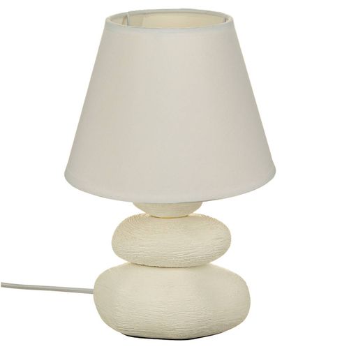 Lampe à Poser En Céramique Striée Forme Galet H 30 Cm