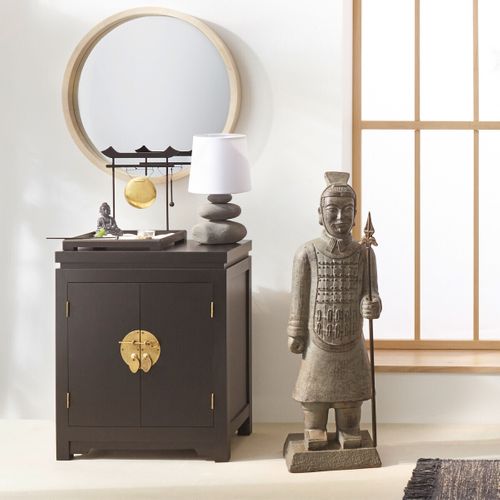 Lampe à Poser En Céramique Striée Forme Galet H 30 Cm