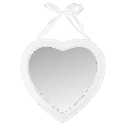 Miroir Mural Coeur En Bois Avec Ruban 40 X 40 Cm