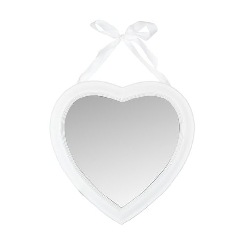 Miroir Mural Coeur En Bois Avec Ruban 40 X 40 Cm