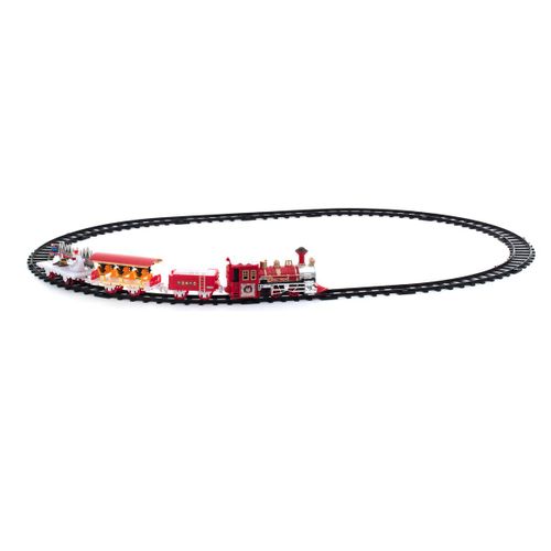 Coffret 16 Pièces Train Électrique Noël - Locomotive , 12 Rails Et 3 Wagons