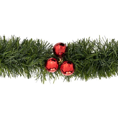 Guirlande De Noël Large 10 Cm Vert Avec Déco Rouge Longueur 2.7 Mètres