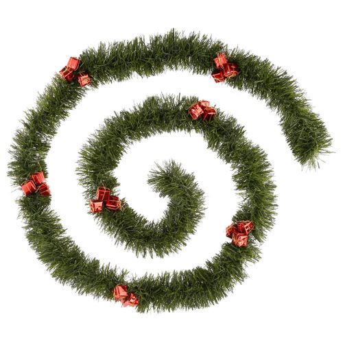 Guirlande De Noël Large 10 Cm Vert Avec Déco Rouge Longueur 2.7 Mètres