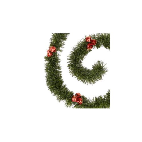 Guirlande De Noël Large 10 Cm Vert Avec Déco Rouge Longueur 2.7 Mètres
