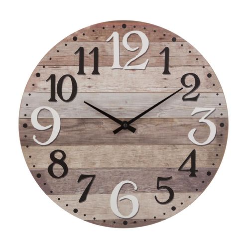 Pendule Murale En Bois Aspect Vieilli D 38 Cm