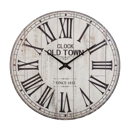 Pendule Murale En Bois Aspect Vieilli D 38 Cm