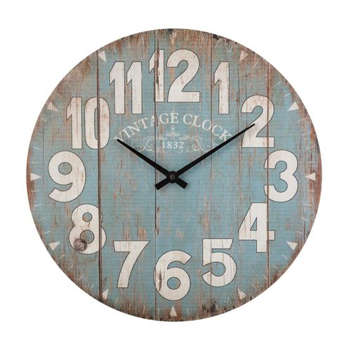 Pendule Murale En Bois Aspect Vieilli D 38 Cm