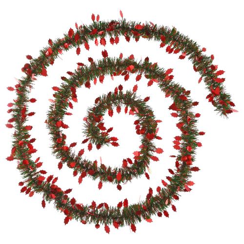 Guirlande De Noël Large 10 Cm Vert Avec Déco Rouge Longueur 2.7 Mètres