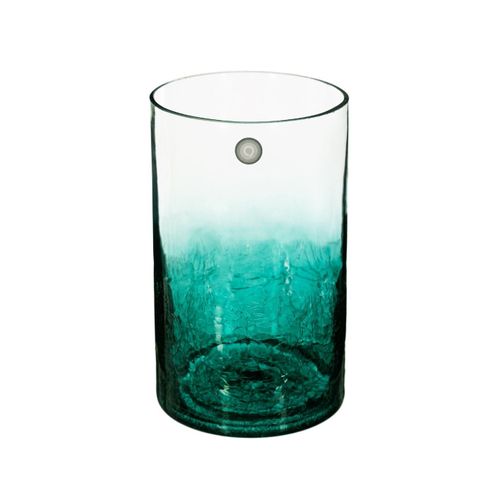 Vase Cylindrique En Verre Craquelé H 20 Cm