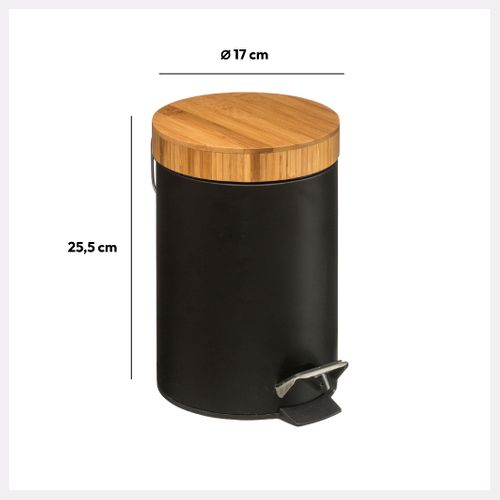 Poubelle salle de bain 3L - Noir / Naturel