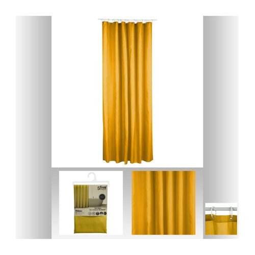 Rideau De Douche En Polyester Jaune Moutarde L180 X H 200 Cm