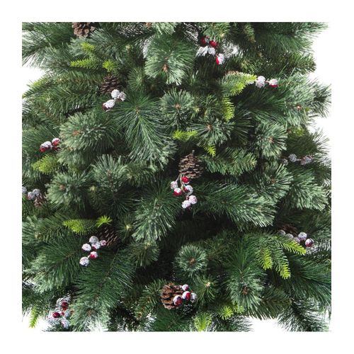 Sapin De Noël Artificiel Vert Avec Pommes De Pin Et Baies Rouges H 210 Cm