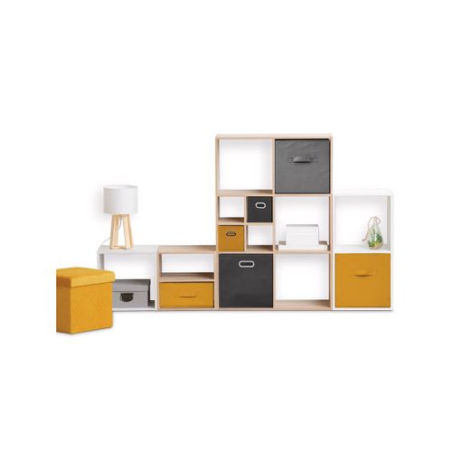 Meuble Étagère 1 Case De Rangement Effet Chêne Naturel H 34.5 Cm - à Poser Ou Mural