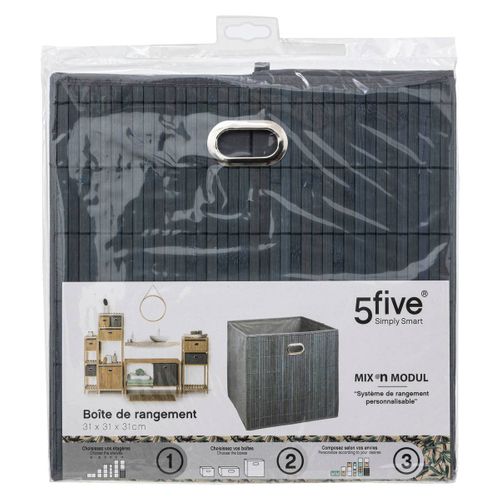 Boîte De Rangement Design En Bambou Et Tissu - Gris