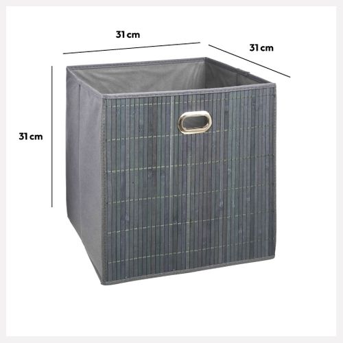 Boîte De Rangement Design En Bambou Et Tissu - Gris