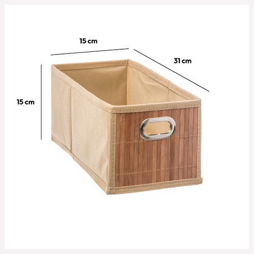 Boite De Rangement En Bambou Et Tissu 15 X 31 X 15 Cm