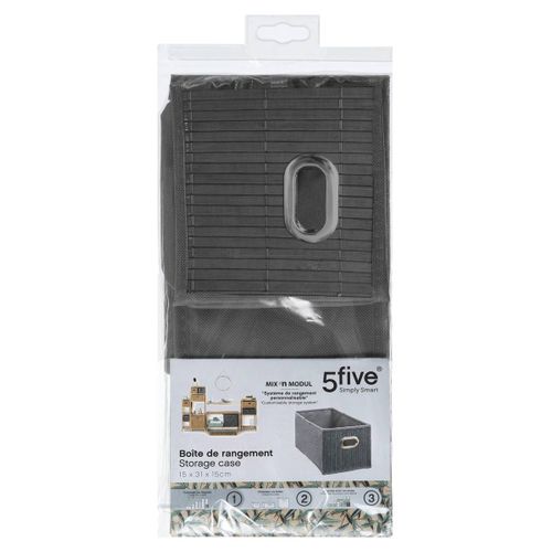 Boîte De Rangement Profonde En Bambou Et Tissu Mix'n Modul - Gris