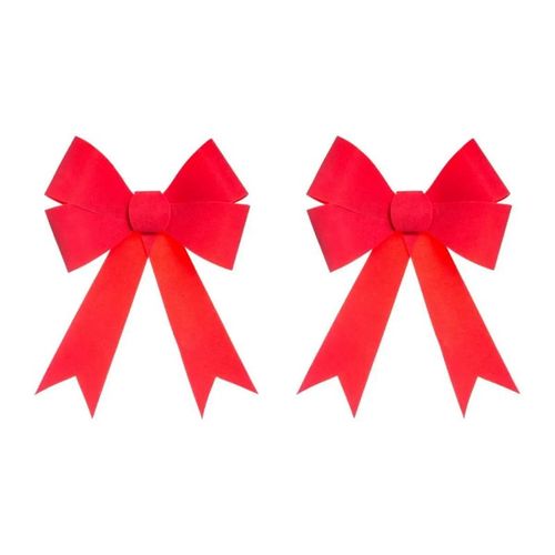 Lot De 2 Nœuds Déco "soir De Noël" 17cm Rouge