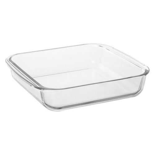 Plat carré 22 cm en verre  avec couvercle gris