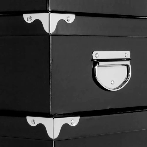 Lot De 6 Boîtes De Rangement Avec Poignées Et Coins En Métal  Coloris Noir