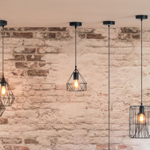 Luminaire Suspension En Métal Filaire Noir D 19 Cm