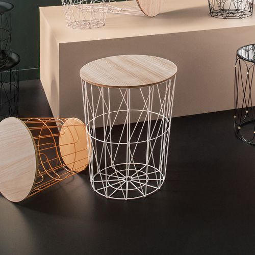 Table à Café En Métal Noir Et Plateau En Bois H 57 Cm