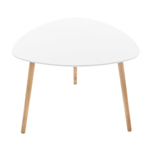 Table à Café En Bois Blanc Et Pieds En Bois Naturel