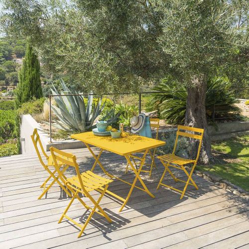 Table De Jardin Pliante Rectangulaire Greensboro - 4 Places - Jaune Moutarde