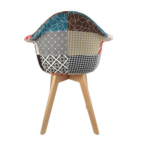 Fauteuil Scandinave Patchwork Pieds Bois